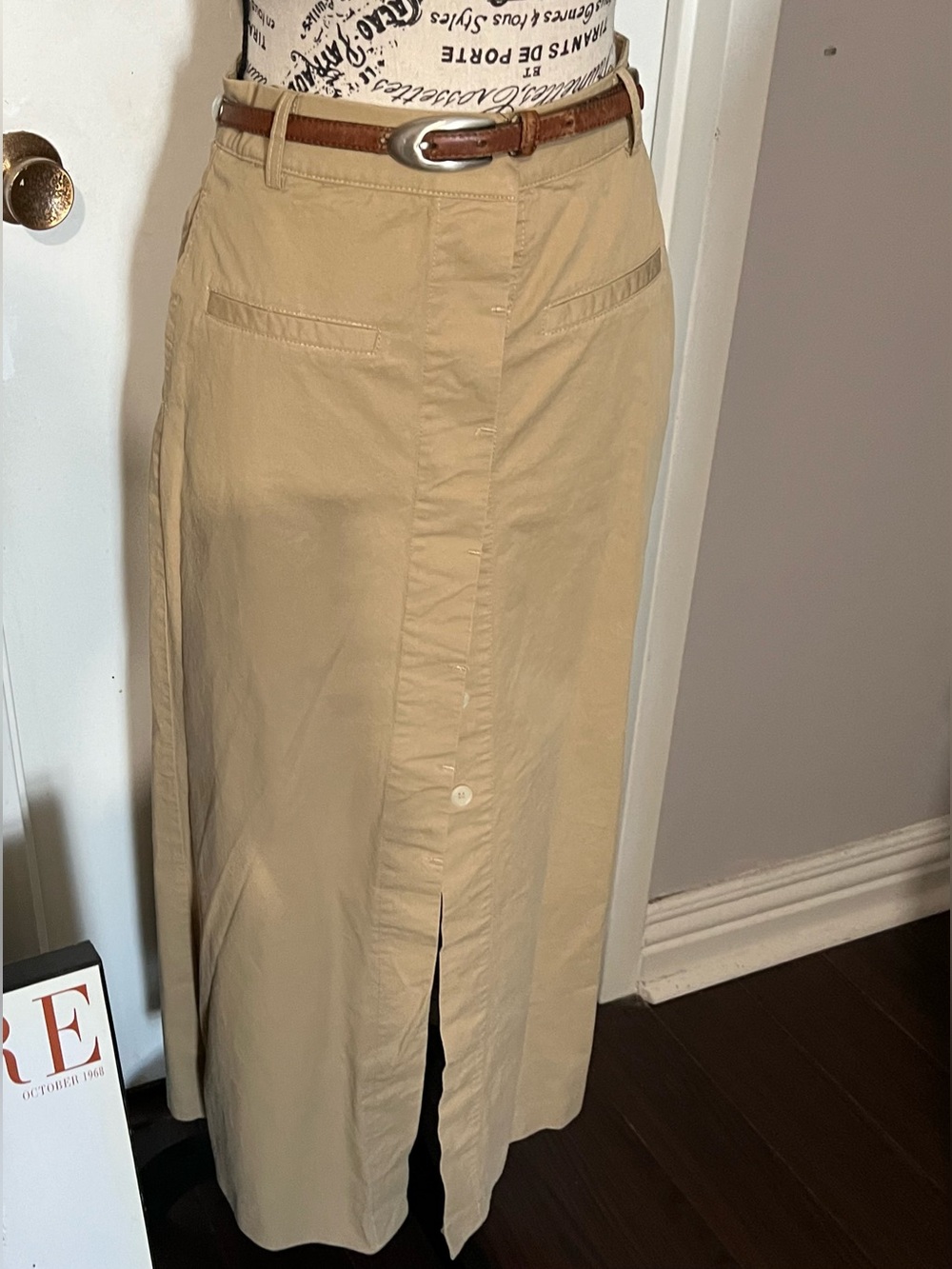 Classic Button-Front Maxi Skirt